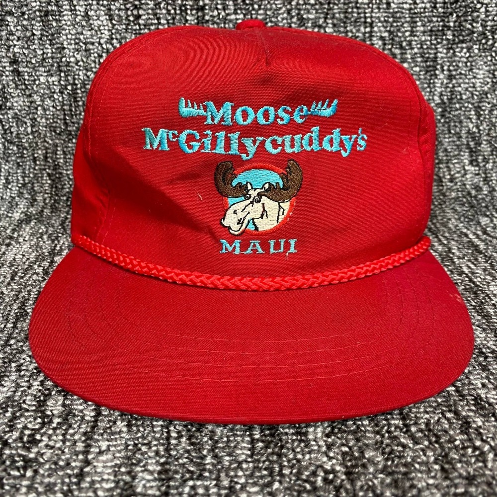 VTG Moose McGillycuddys Maui Hawaii Rope Snapback Hat Red Yupoong Cap